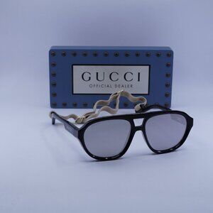 Gucci GG1239S 002 Aviator Sunglasses – Black/Silver Mirror
